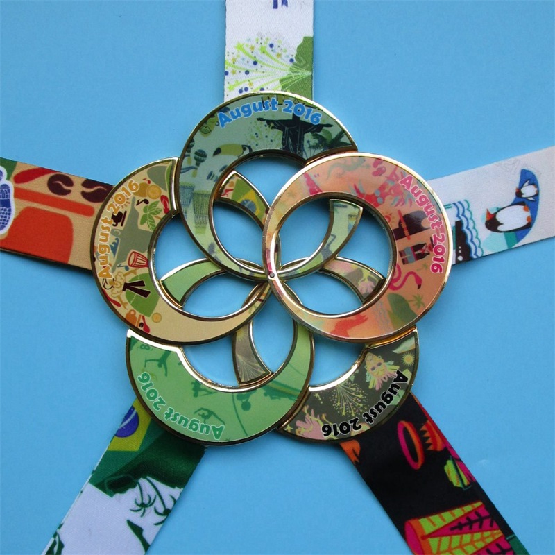 Медал за панделка за врата Персонализиран дизайн печат метален комбиниран медали сувенир