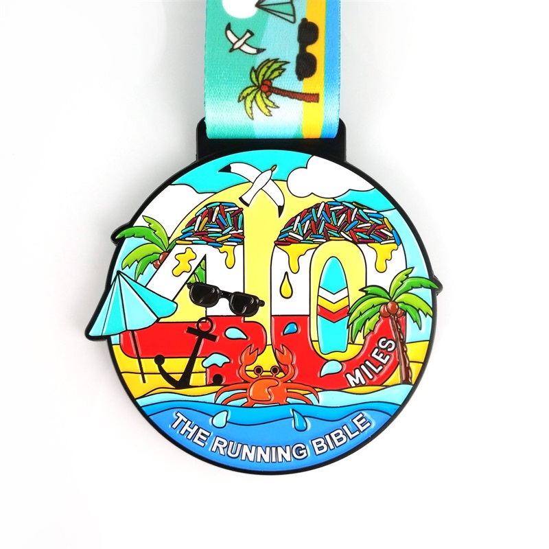 Персонализирано лого с панделка празно златни сребърни медали персонализиран метален спорт Бразилия Зелен кръгъл маратон медал