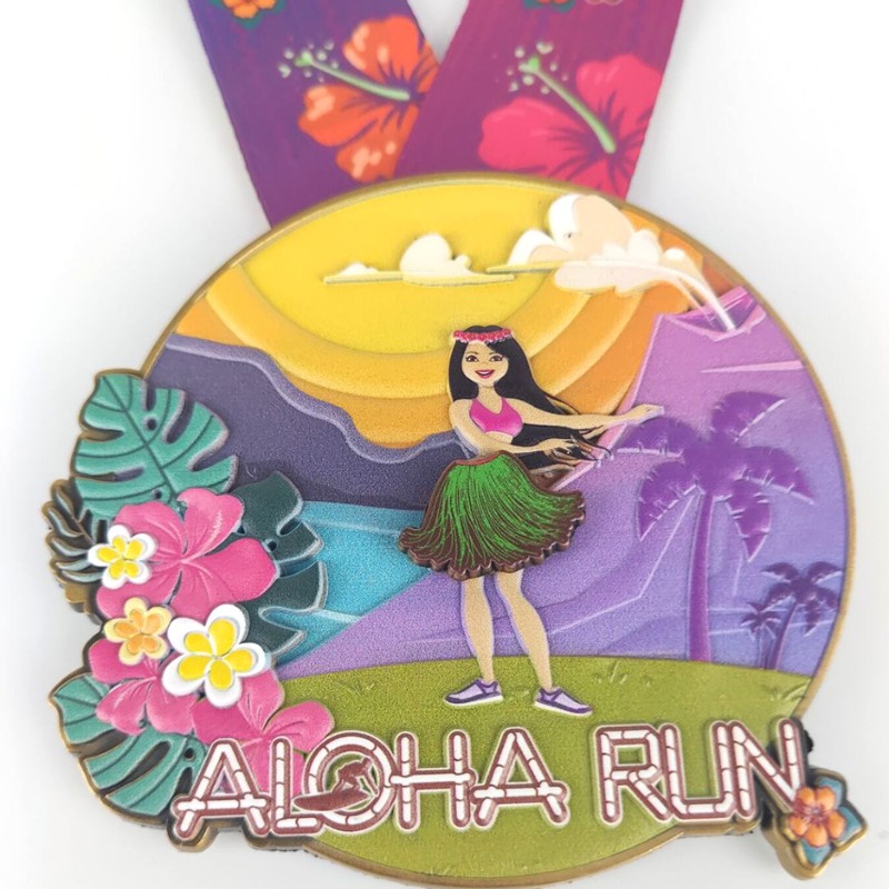 Персонализирани състезателни медали Класически медали Aloha Run 3D отпечатани маратонски медали забавни медали медали медали медали